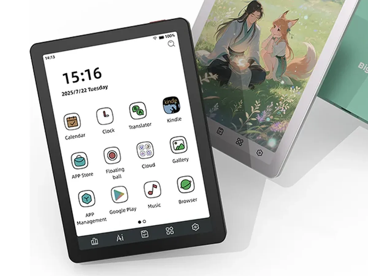 Bigme B6 Color dengan ikon aplikasi di layar