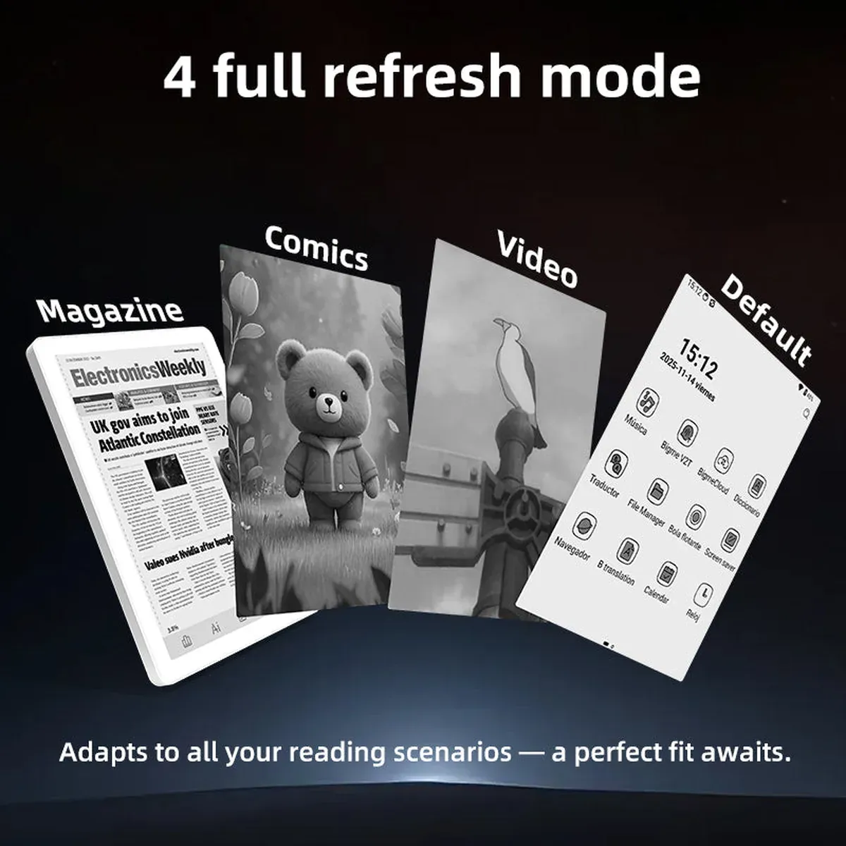 Empat mode refresh layar Bigme B6