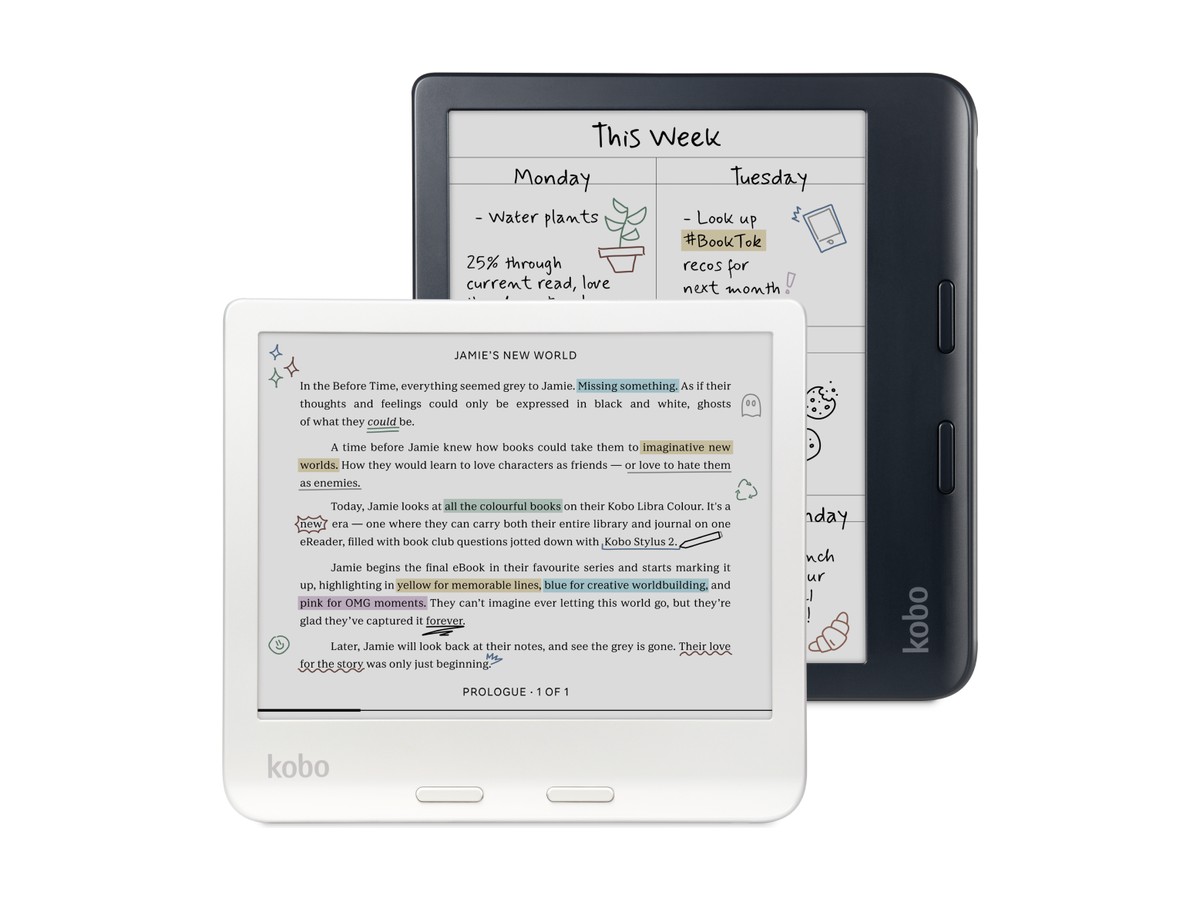 Kobo Libra Colour putih dan hitam