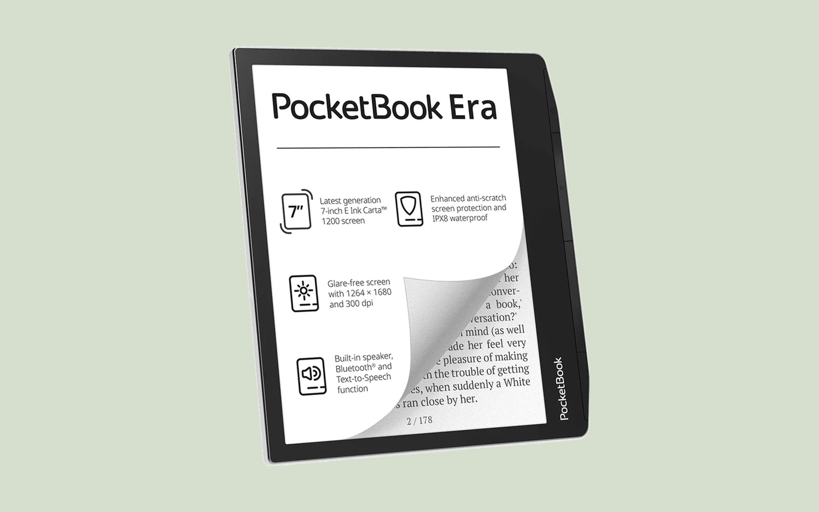 PocketBook Era Stardust Silver dengan tombol di sisi kanan